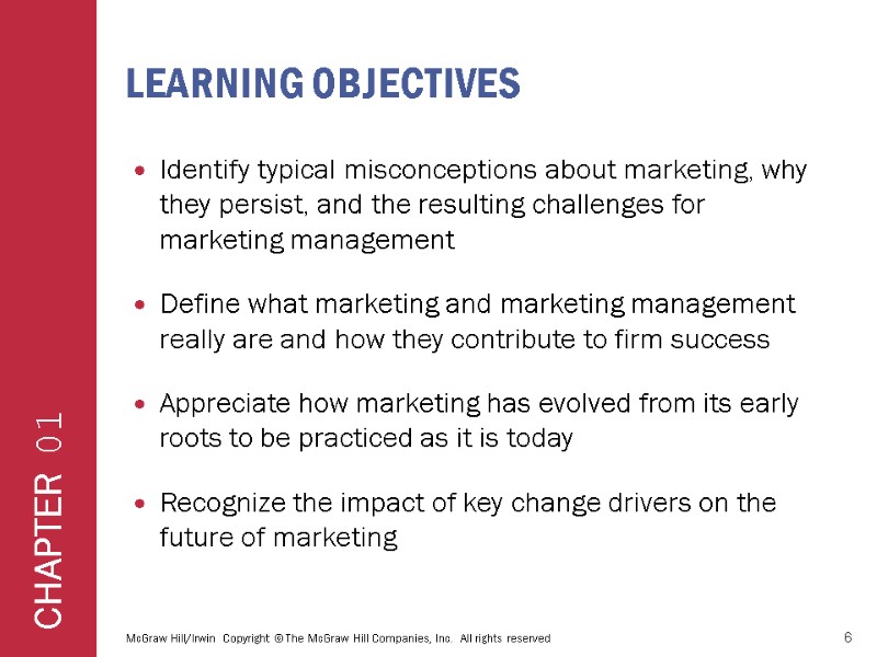 Learning Objectives Identify typical misconceptions about marketing, why they persist, and the resulting challenges